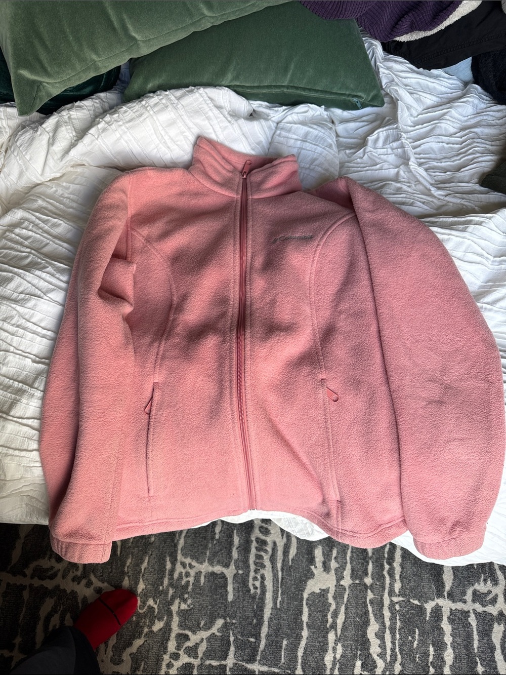Columbia Pink Full-Zip Teddy Fleece Jacket